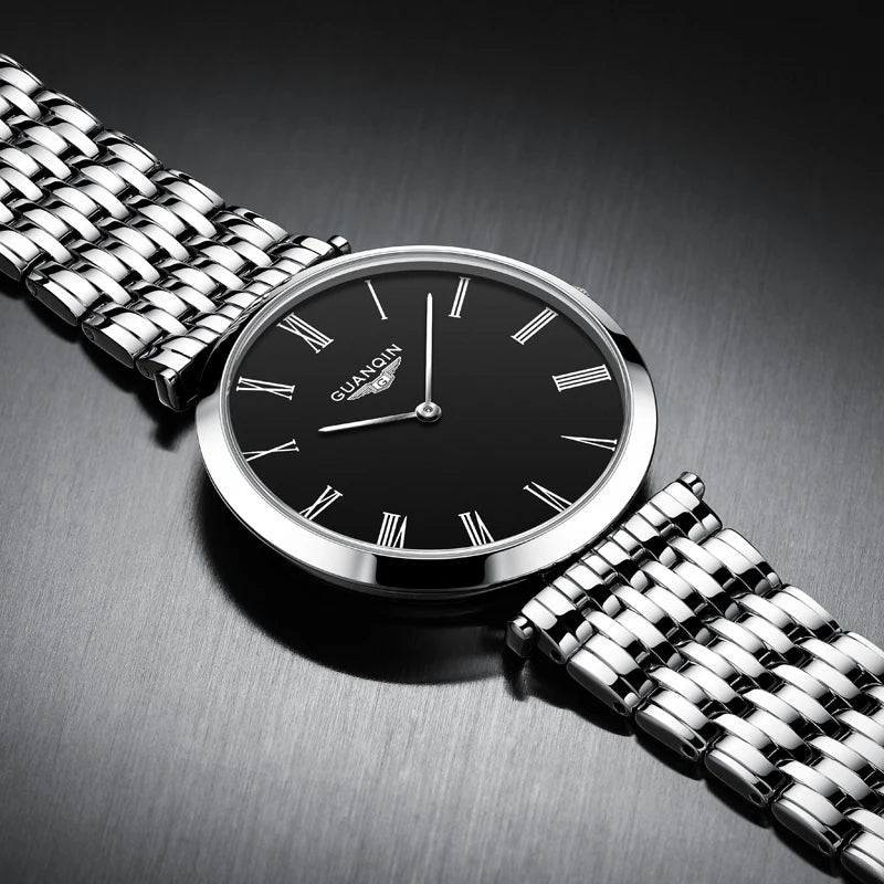 GUANQIN Men's Luxury Slim Dress Watch | Stainless Steel | Luminous | Business Quartz | Gift