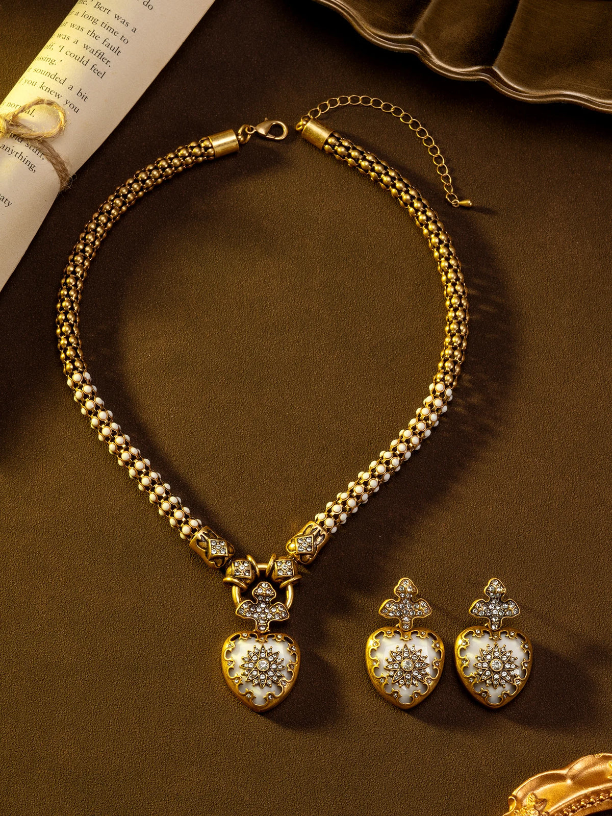 Vintage Rhinestone Heart Necklace or Earrings, Sold Separately