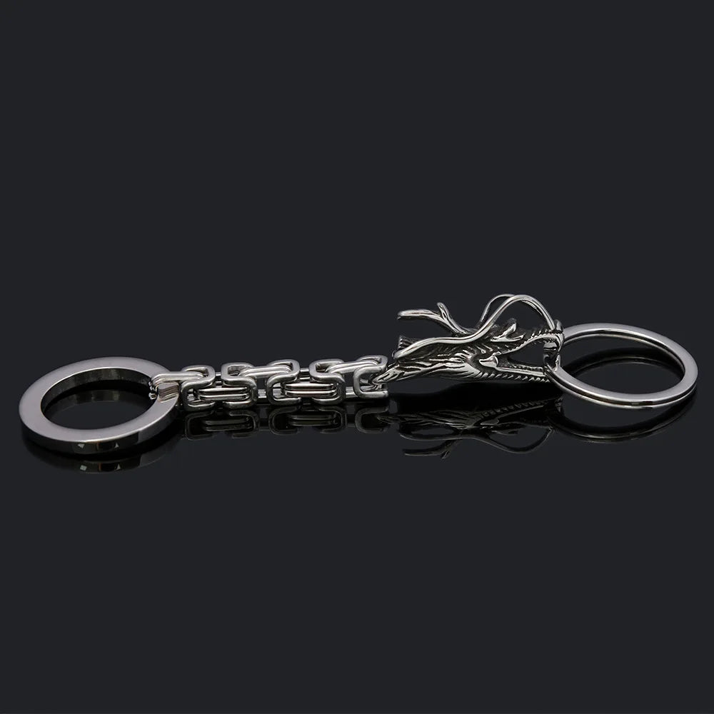 Stainless Steel Chinese Dragon Keychain