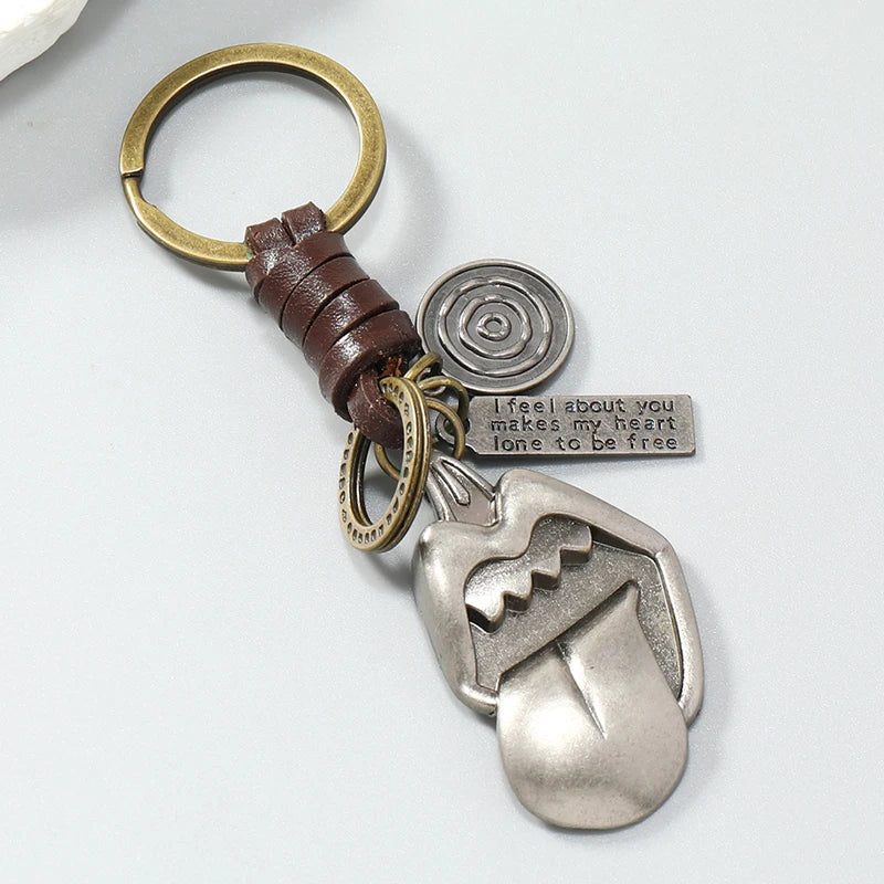 Playful Big Mouth Tongue Leather Keychain