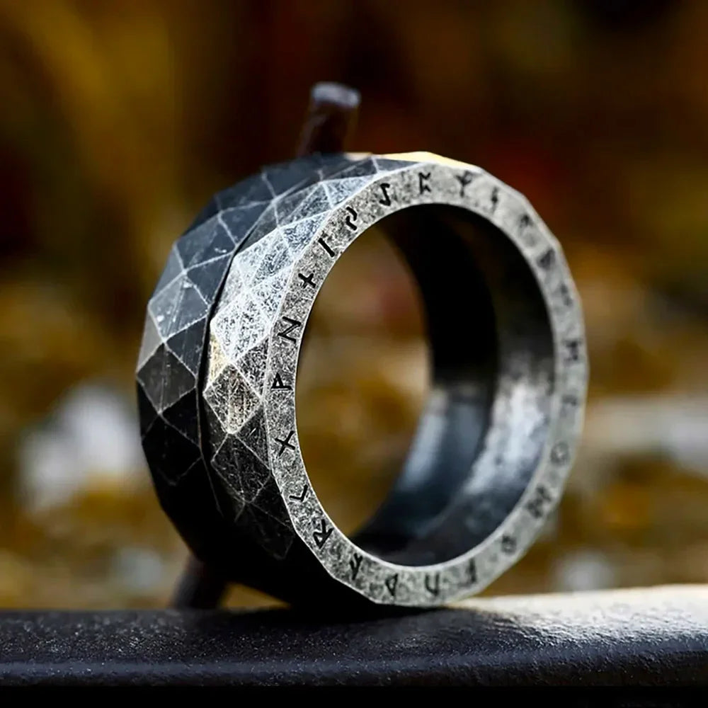 New Diamond Viking Rune Ring for Men Women Punk Fashion Nordic Amulet Viking Rings Stainless Steel Accessories Gift Wholesale