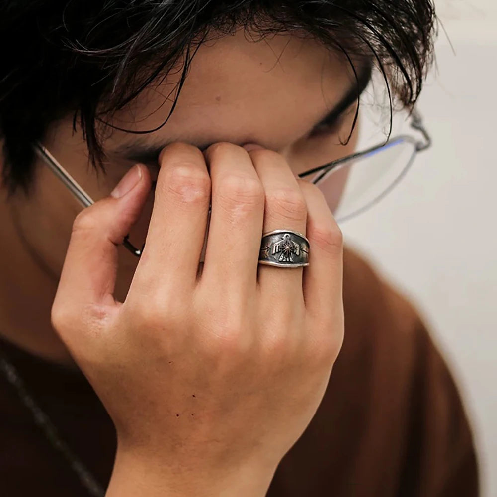 Men's Vintage Statement Rings Collection – Gothic Biker Dragon Crown & More