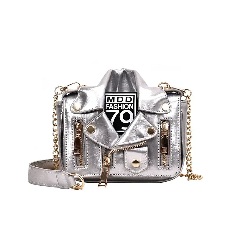 Motorcycle Jacket Shape Shoulder Bag for Women | Designer Novelty Handbag | 5 Colors