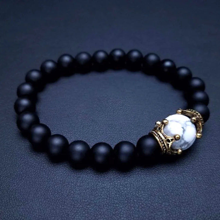 Men Tiger Eye Bead Bracelet - Natural Stone Elastic