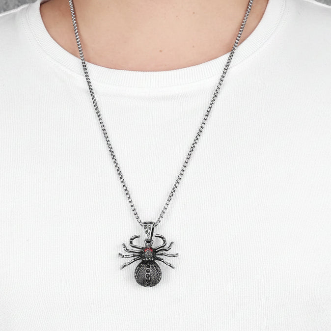 Spider Pendants 316L Stainless Steel Men Gem Necklaces Chain Gothic Trendy Rap Punk Rock Party Jewelry Special Gift Dropshipping