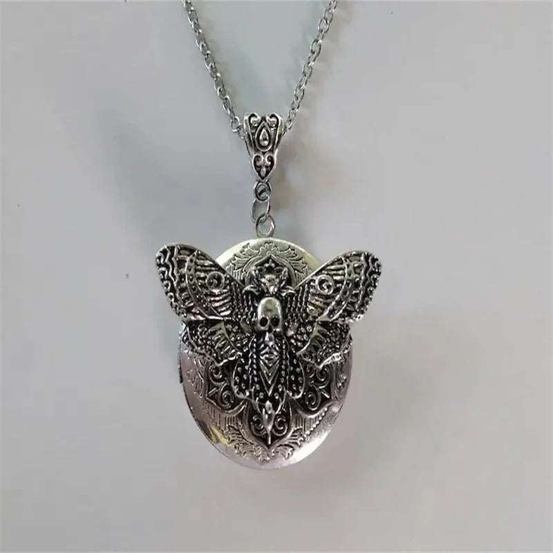 Moth Locket Necklace Great Gift Birthday Christmas Stocking Stuffer Anniversary Thanksgiving Fall Trends