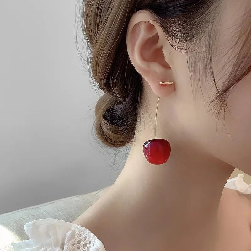 Red Cherry Drop Earrings