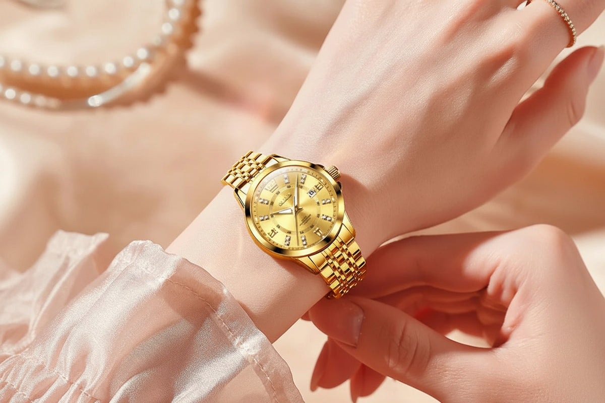 OLEVS Women's Elegant Diamond Quartz Watch | Stainless Steel | Luminous | 4 Colors | Waterproof