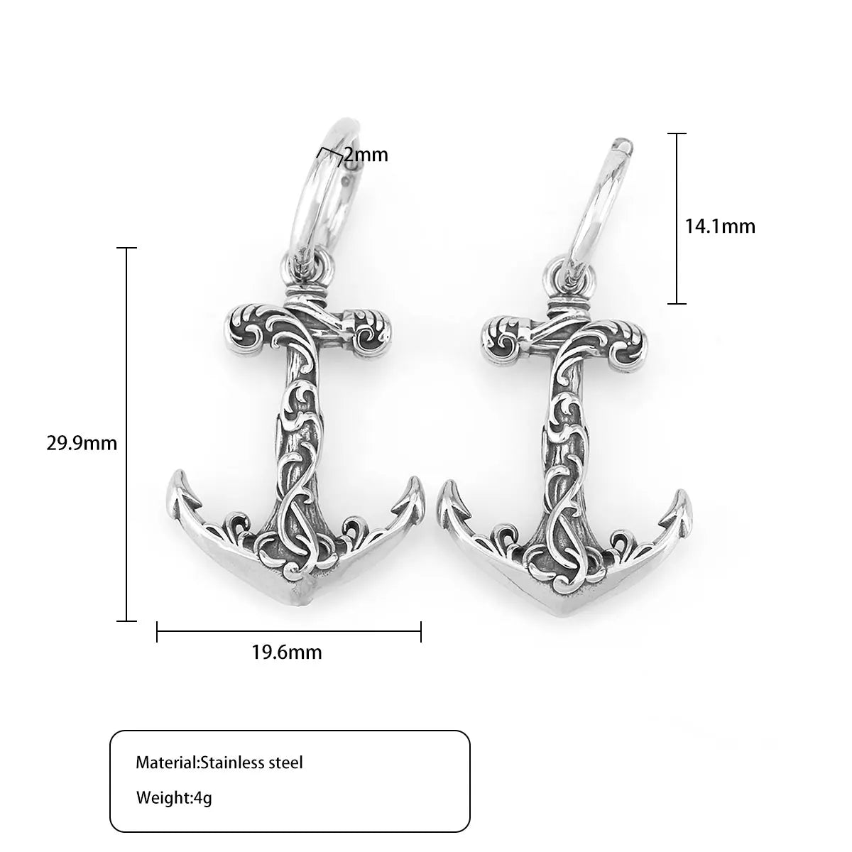 Men's Anchor Drop Earrings – Viking Punk Stainless Steel