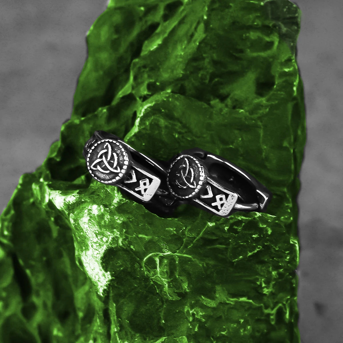 Men's Viking Celtic Hoop Earrings – Scandinavian Runic Stainless Steel