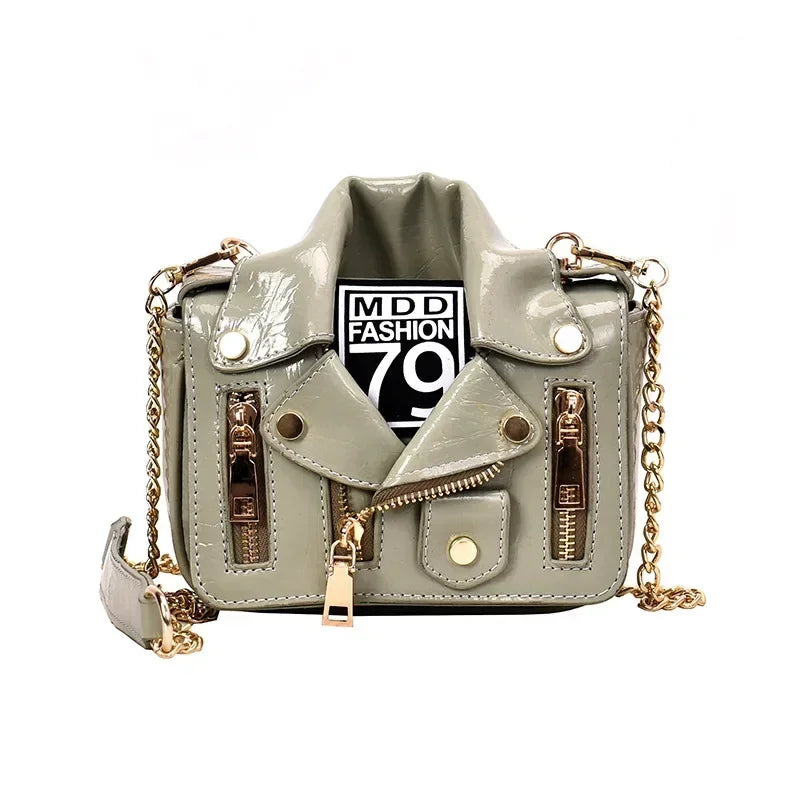 Motorcycle Jacket Shape Shoulder Bag for Women | Designer Novelty Handbag | 5 Colors