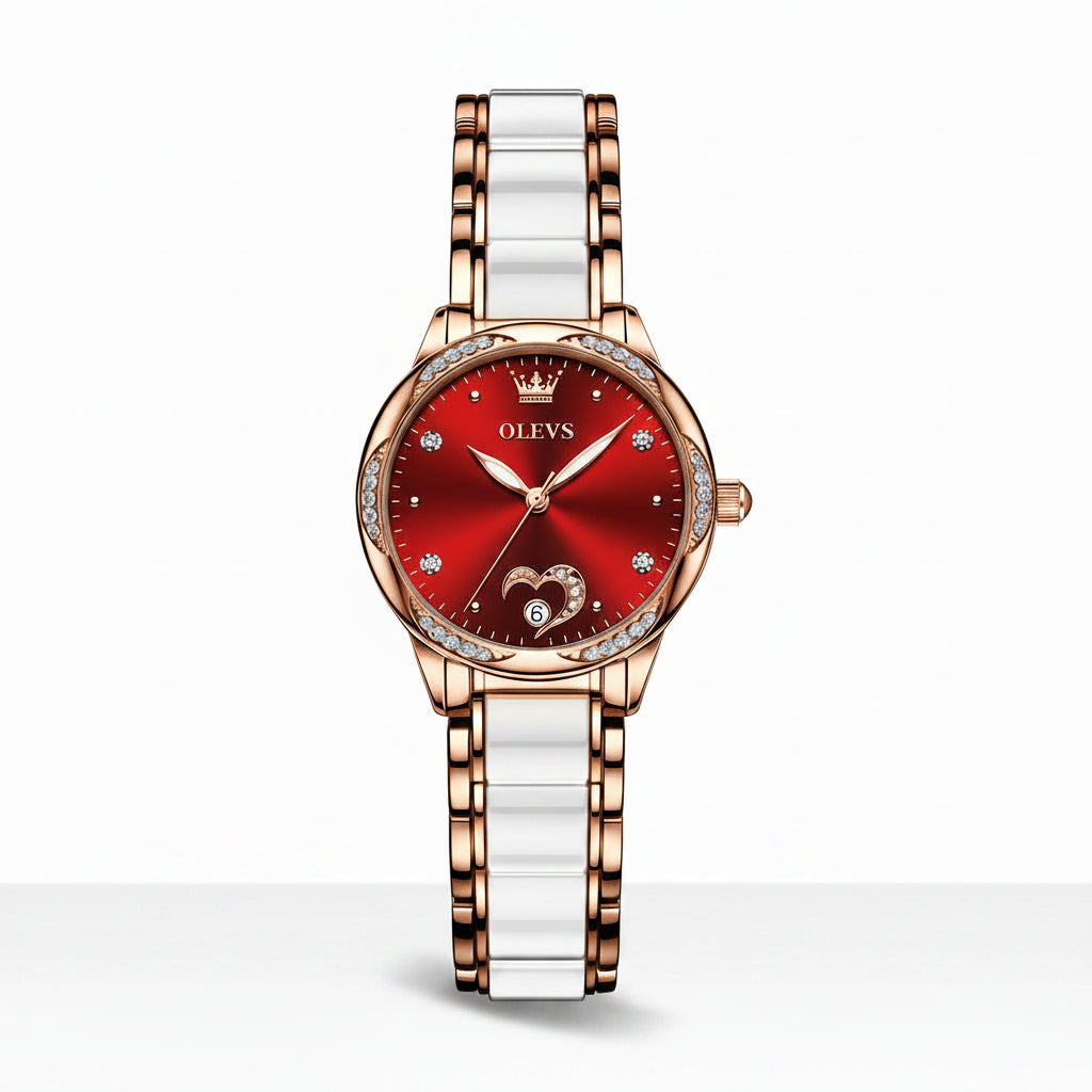 OLEVS Women's Luxury Automatic Mechanical Watch | Ceramic Band | Diamond Dial | Waterproof