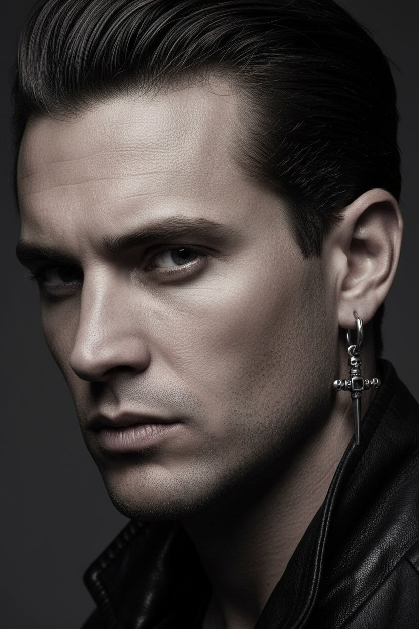 Men's Skull Cross Zircon Drop Earrings – Rock Hip Hop Stainless Steel
