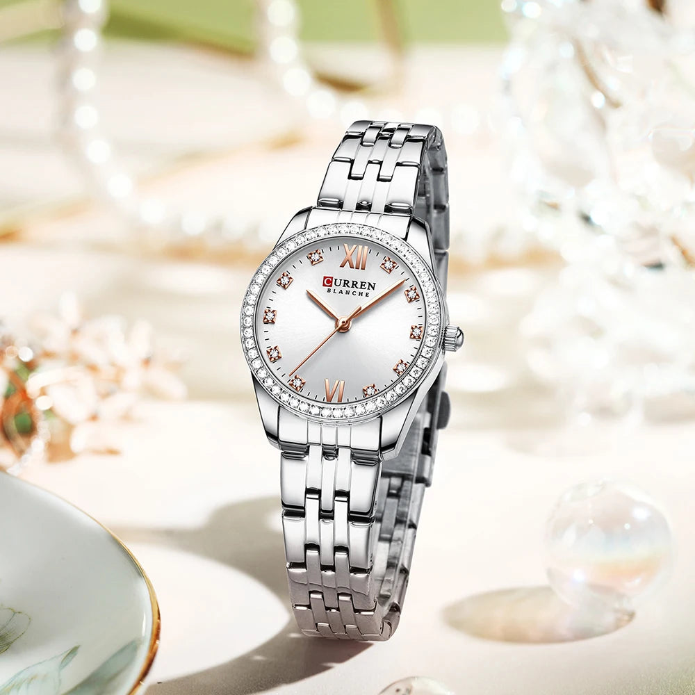 CURREN Women's Luxury Rhinestone Bracelet Watch | Rose Gold | Quartz | Gift Box Available