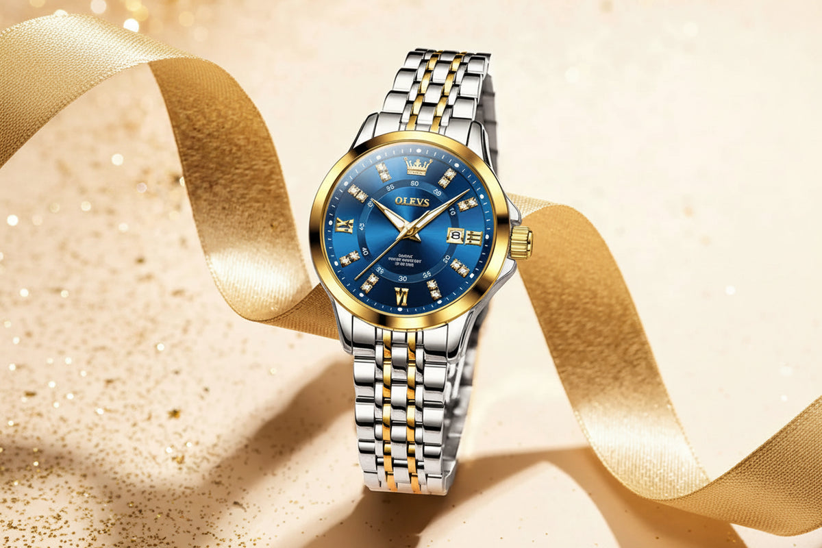 OLEVS Women's Elegant Diamond Quartz Watch | Stainless Steel | Luminous | 4 Colors | Waterproof