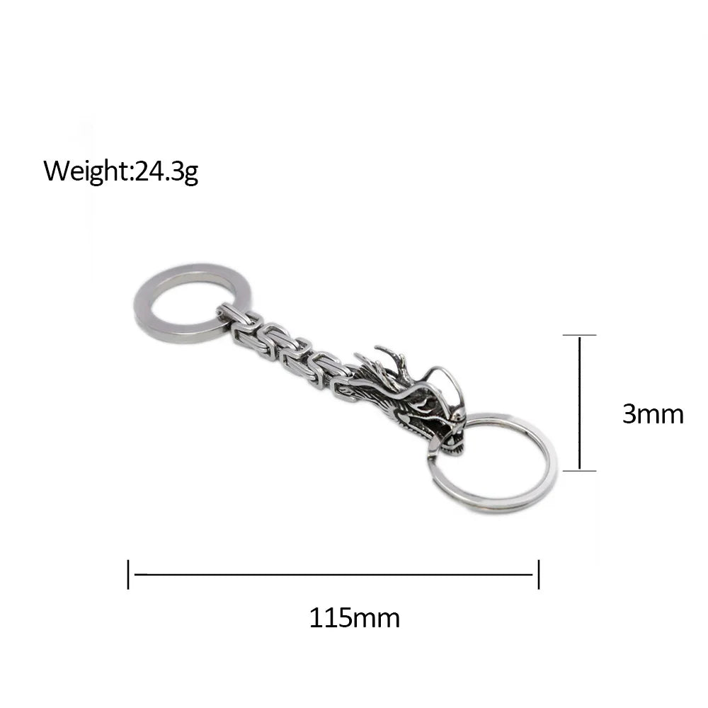 Stainless Steel Chinese Dragon Keychain