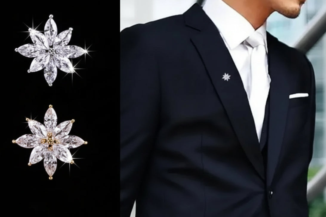 Trendy Brooch Pin Star Plated High Grade Zircon Unisex