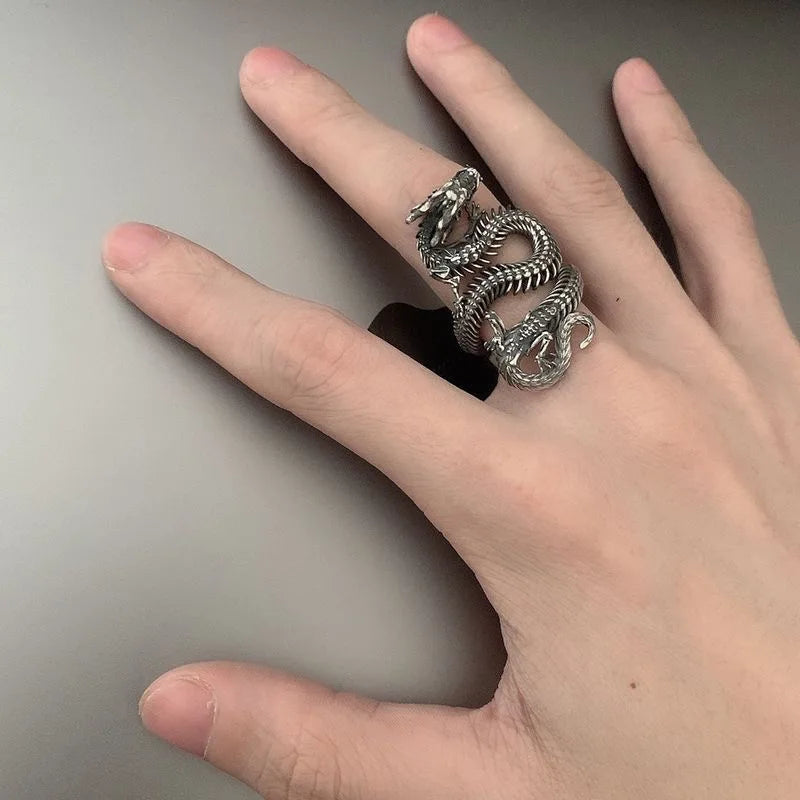 Men's Vintage Statement Rings Collection – Gothic Biker Dragon Crown & More