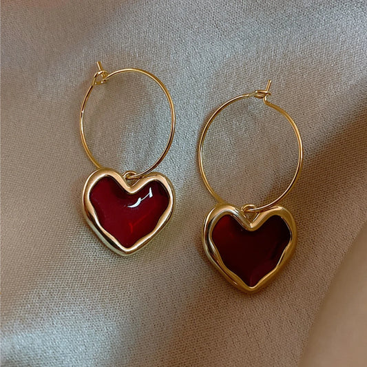 Heart-Shaped Drop Earrings