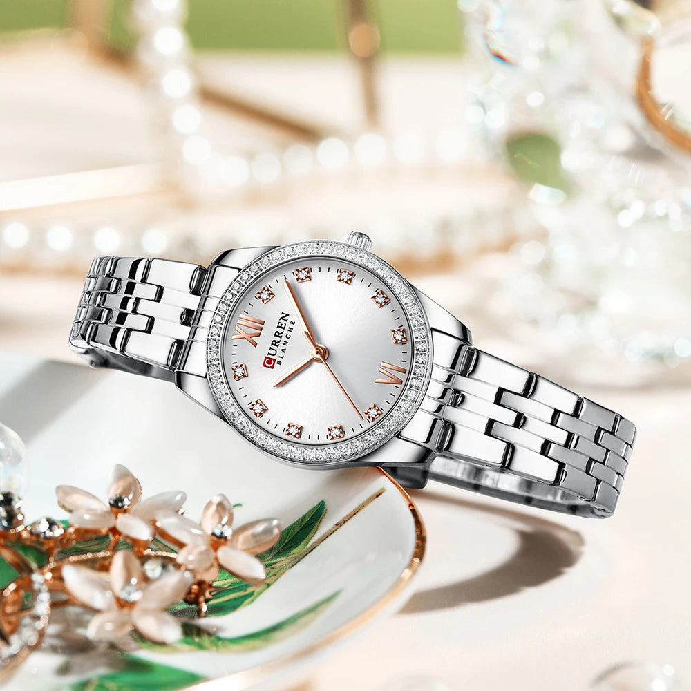 CURREN Women's Luxury Rhinestone Bracelet Watch | Rose Gold | Quartz | Gift Box Available