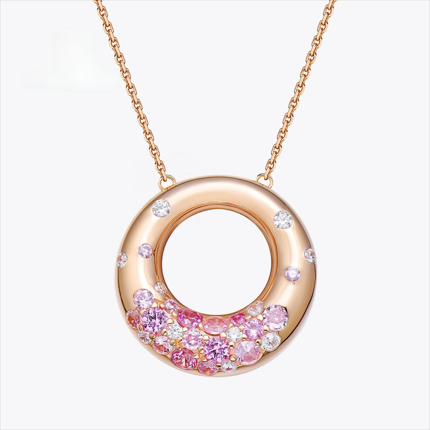 Sweet Donut Necklace Silver 925 Zircon Fashion Jewelry Chain Necklace