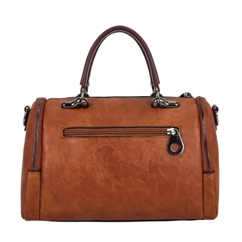 Tassel Decor Women's Large Capacity Shoulder Bag Fashion Zipper Crossbody Bags With Removable Strap Boston Handbag Женская сумка