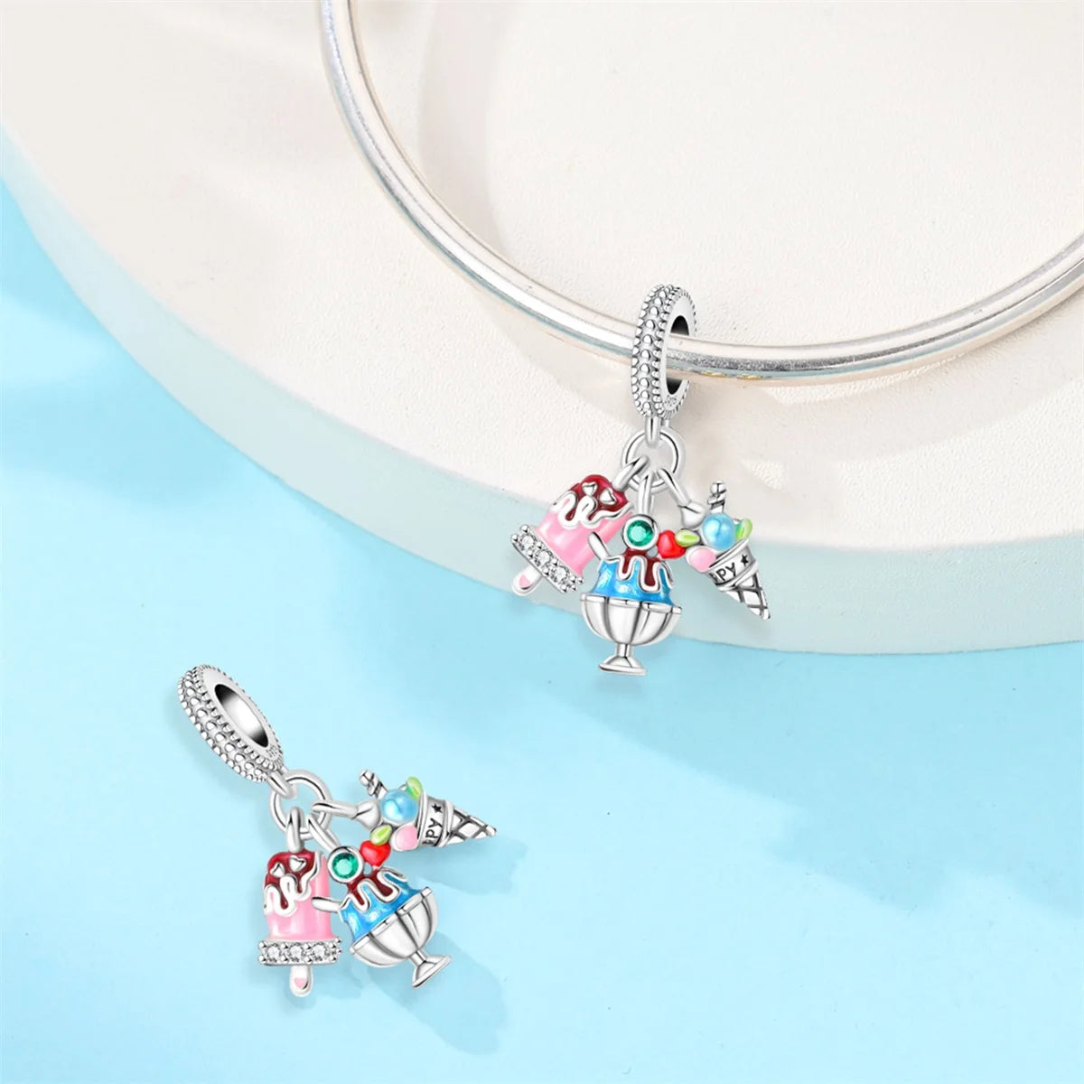 Charms 925 Silver Retractable Passport Beads Hot Air Balloon Ice Cream Pendant Fit Original Bracelets Women DIY Jewelry Gifts
