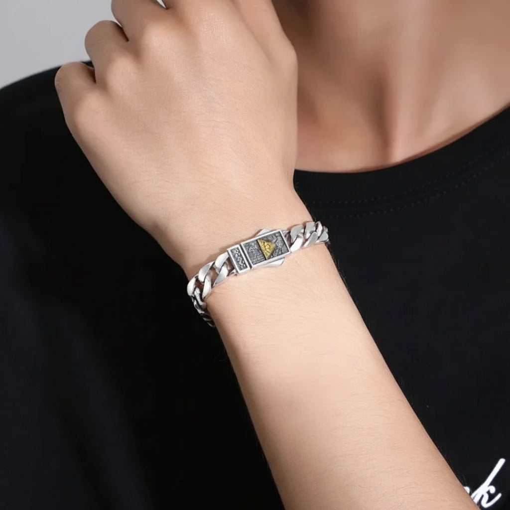 Horus Eye of God S925 Sterling Silver Cuban Bracelet | Hip Hop Gift for Men & Women
