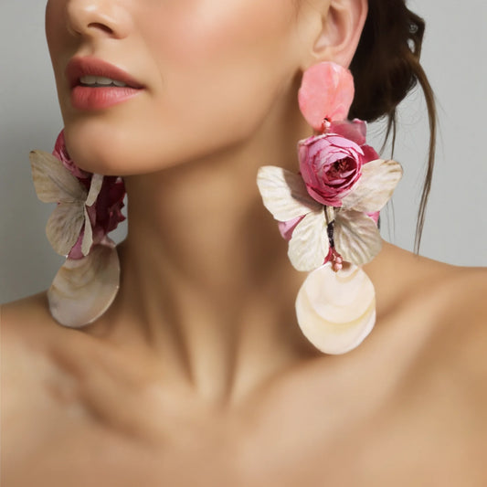 Statement Bohemian Rose Butterfly Earrings For Women Girl Trendy Luxury Vintage Fairy Wedding Party Jewelry Accessoies