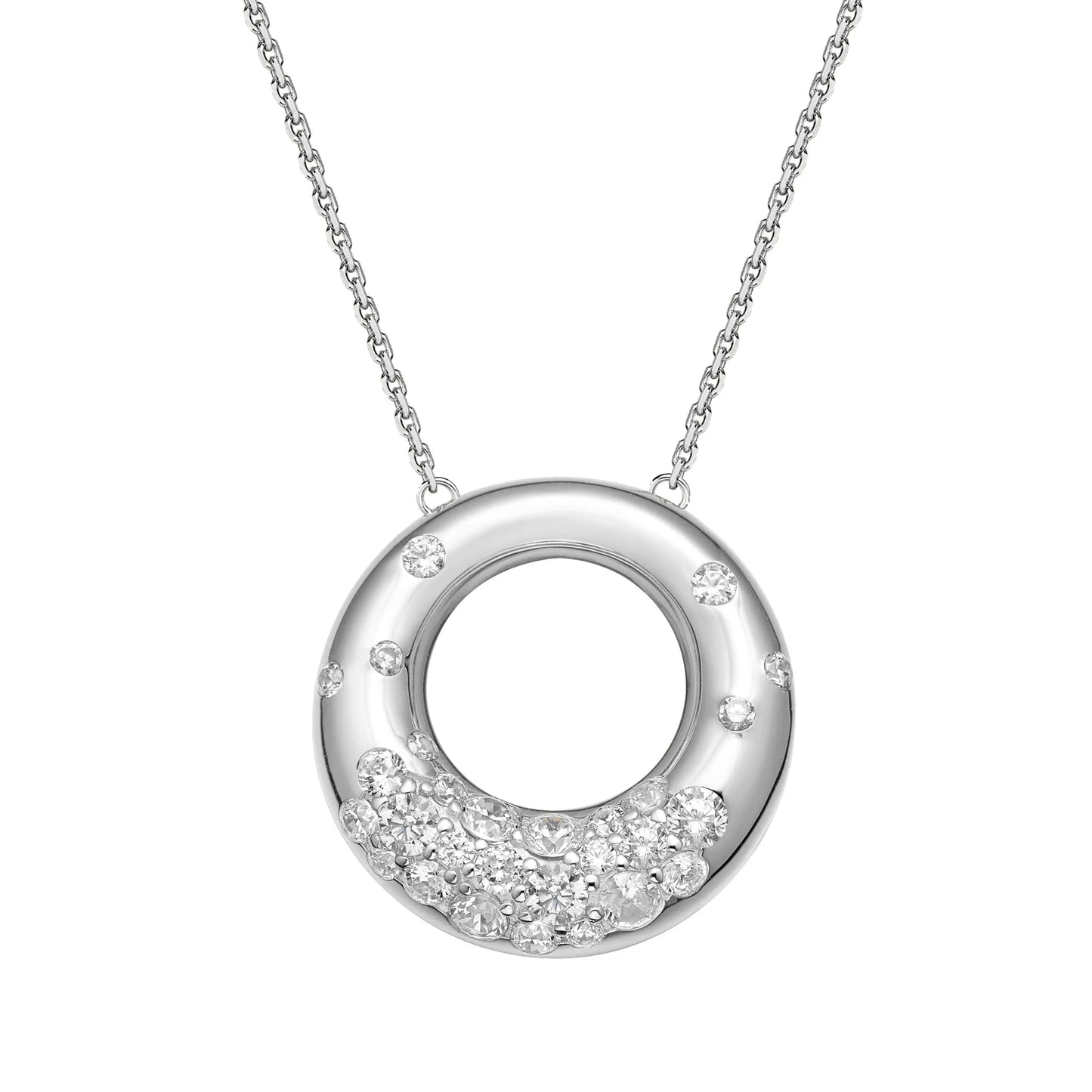 Sweet Donut Necklace Silver 925 Zircon Fashion Jewelry Chain Necklace