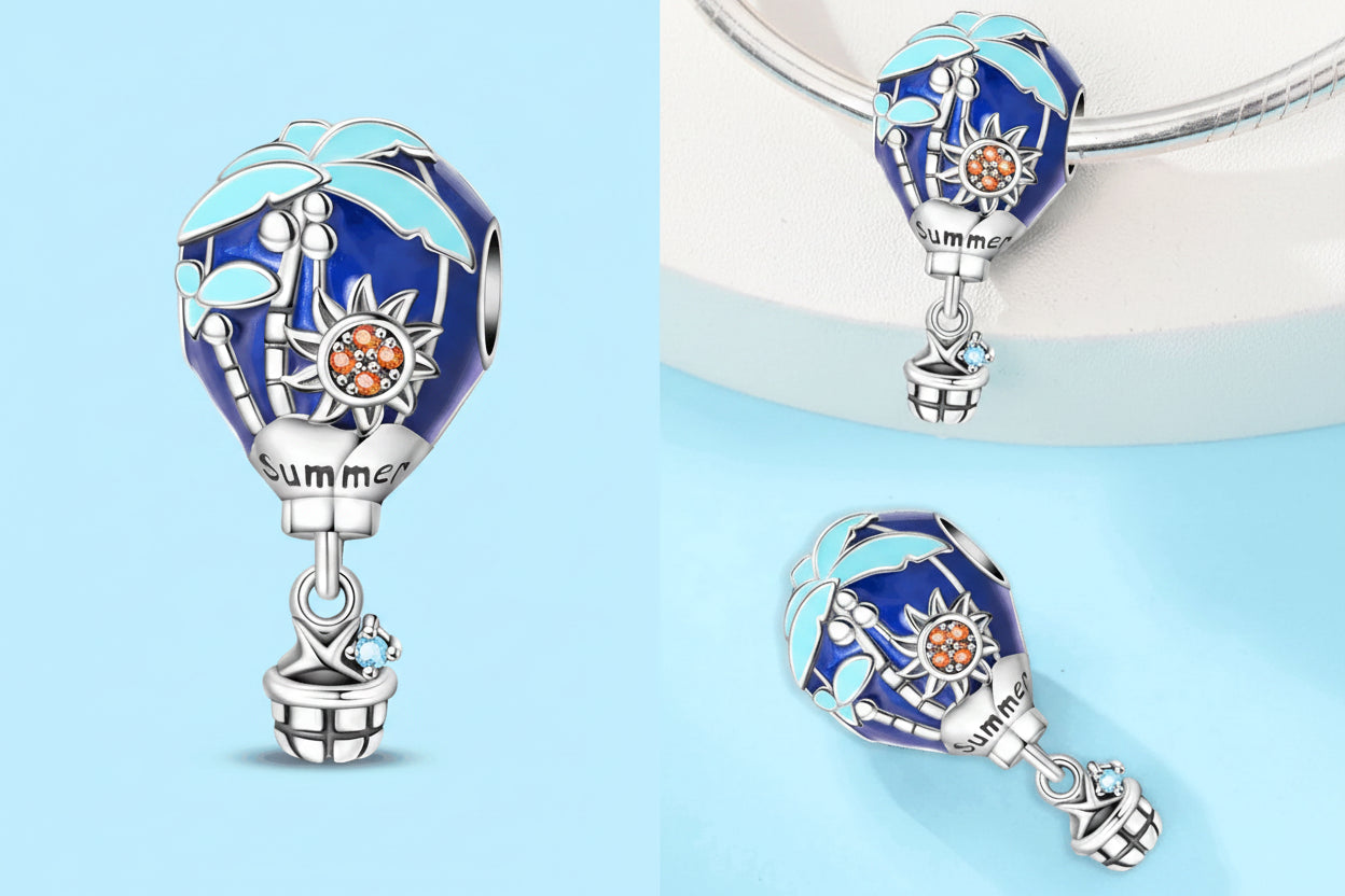 Charms 925 Silver Retractable Passport Beads Hot Air Balloon Ice Cream Pendant Fit Original Bracelets Women DIY Jewelry Gifts