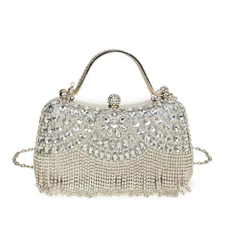 Luxurious Women Banquet Handbags New Diamond-Studded Tassel Evening Bags Wedding Purse Dress Beaded Party Clutch