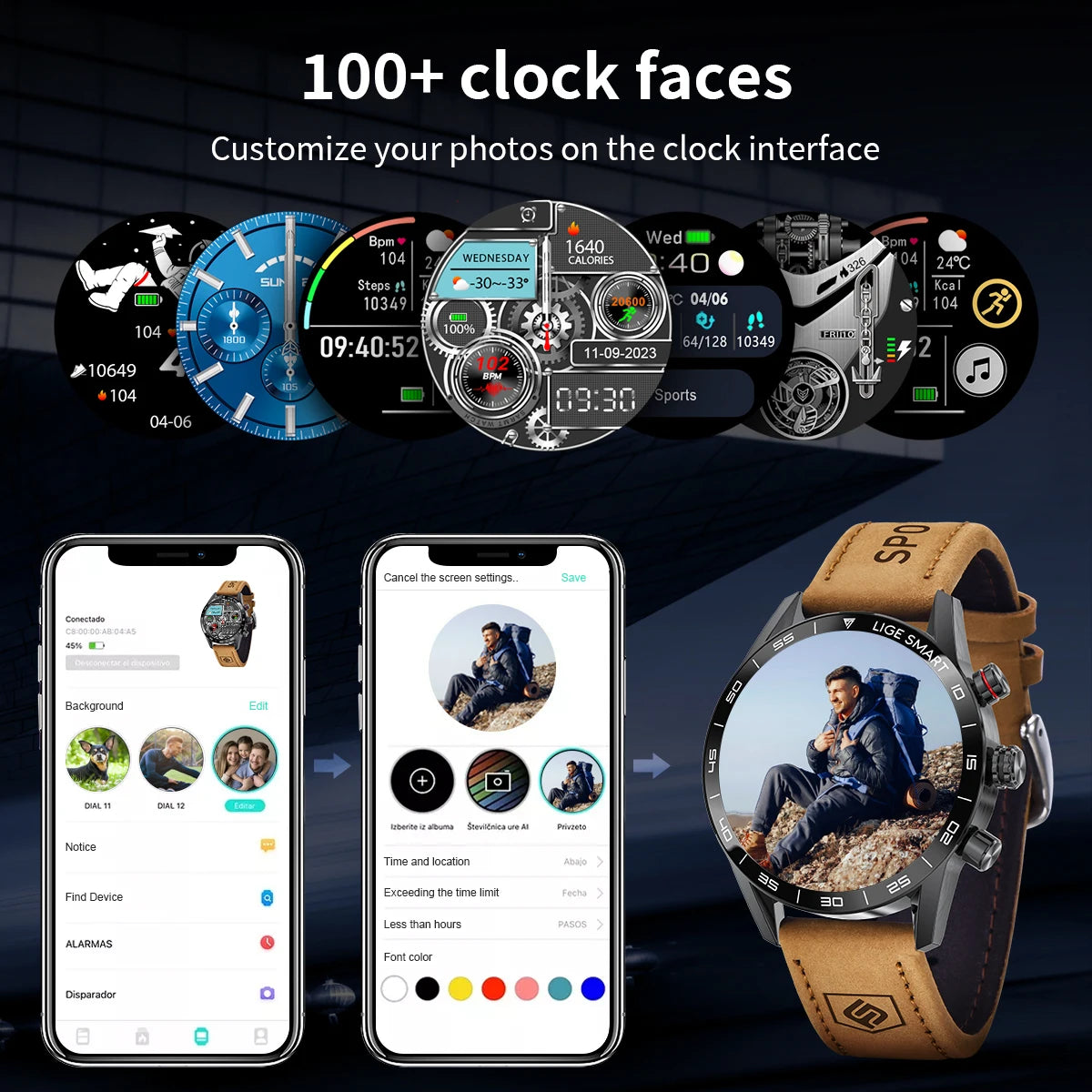LIGE Men's Military GPS Smart Watch | Bluetooth Calls | 100+ Sport Modes | AMOLED