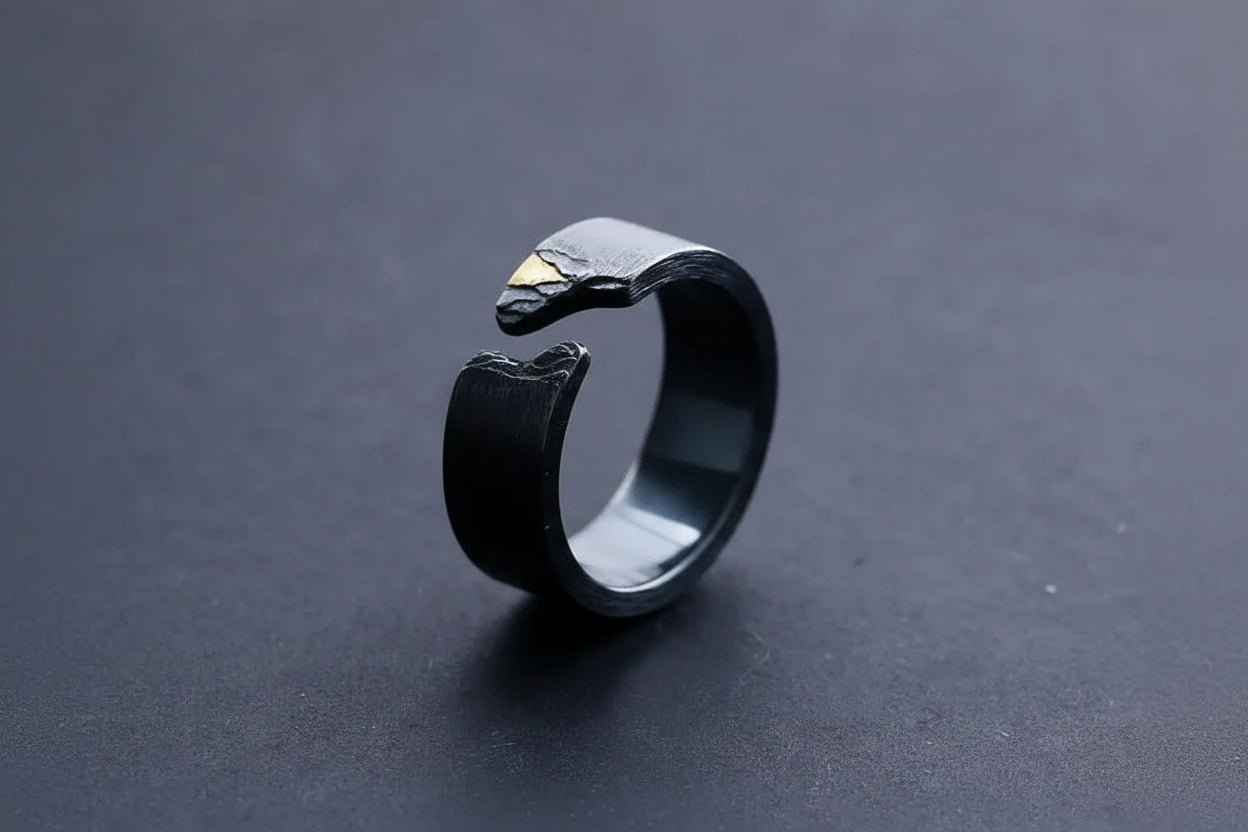 Chinese Art Titanium Open Band Ring – 6 Styles
