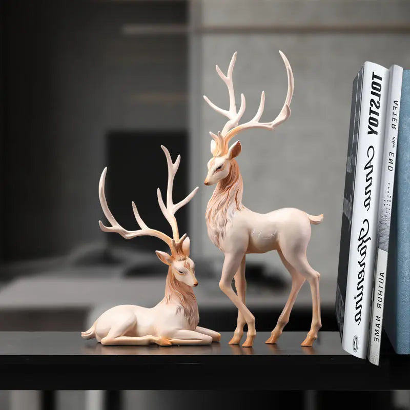 High End Deer Statue Reindeer Figurines Resin ELK Sculpture For Living Room Luxury Home Decoration Nordic Tabletop Ornaments New