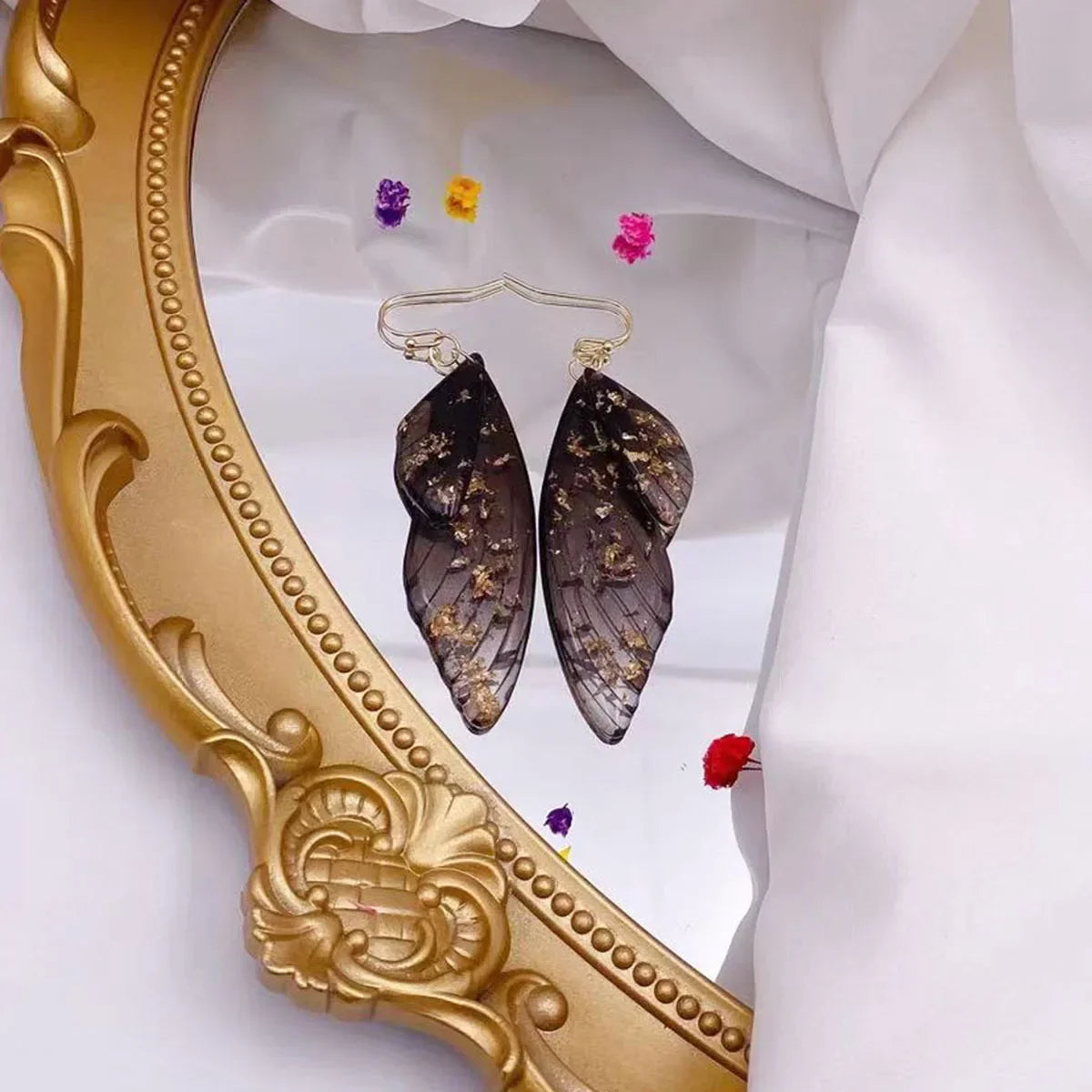 Handmade Butterfly Wing Drop Earrings for Women | Gradient Resin Long Dangle Earrings