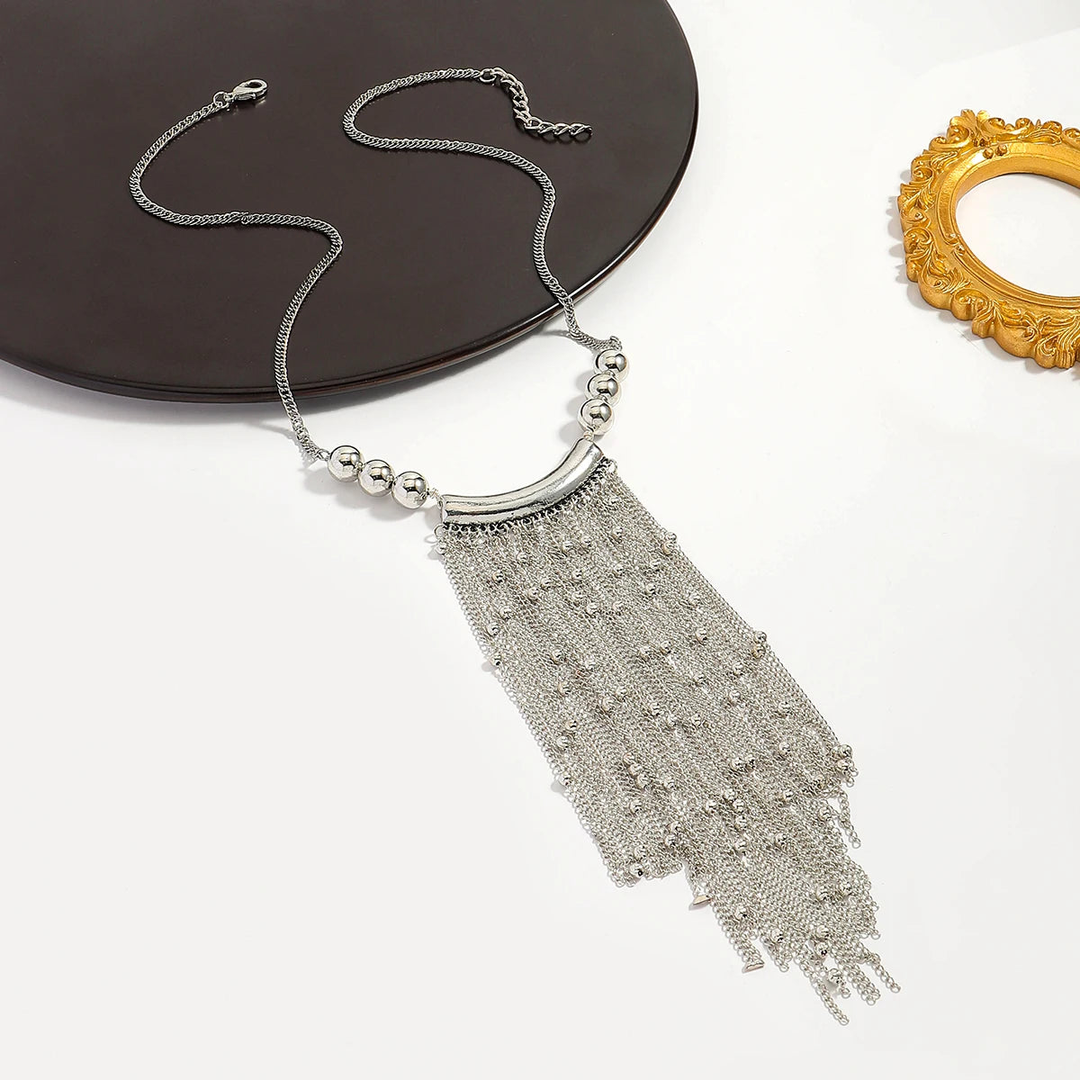 Fashion Alloy Handmade Bead Necklace With Tassel Pendant