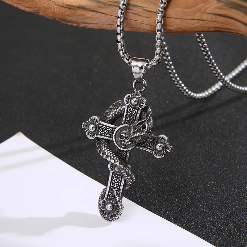 Vintage Dragon Skull Pendant Necklace for Men & Women | Punk Gothic Stainless Steel Chain Jewelry