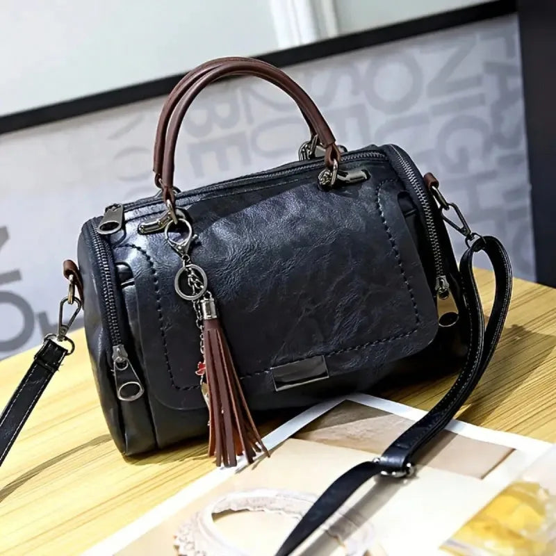 Women's Tassel Boston Bag – Large Capacity Crossbody & Shoulder Handbag