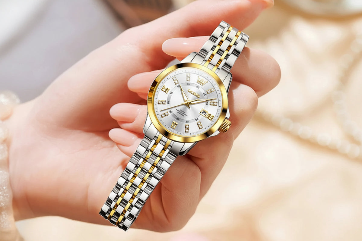 OLEVS Women's Elegant Diamond Quartz Watch | Stainless Steel | Luminous | 4 Colors | Waterproof