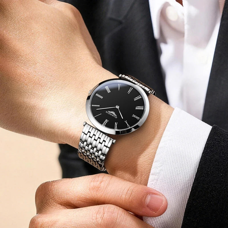 GUANQIN Men's Luxury Slim Dress Watch | Stainless Steel | Luminous | Business Quartz | Gift