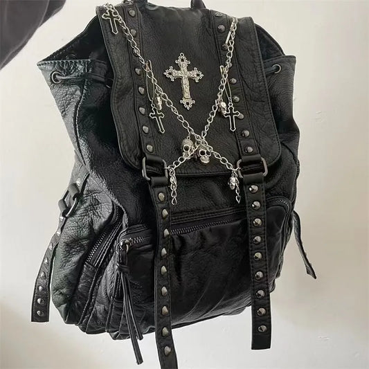 Grunge cross & chains backpack