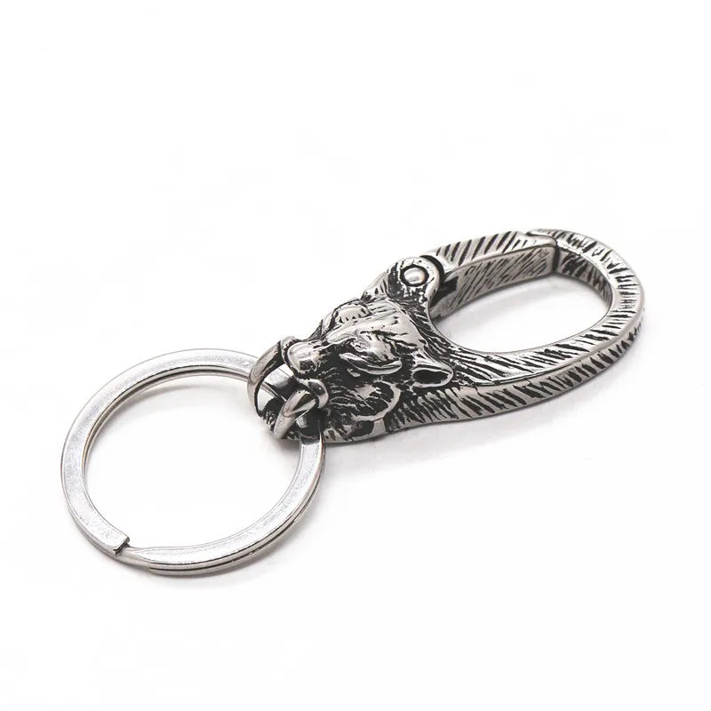 Chinese Dragon Head Stainless Steel Keychain — Viking Style | Men's Gift