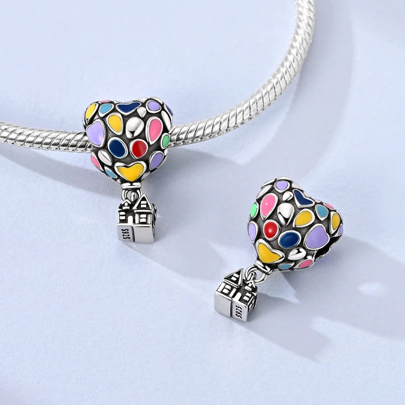 Heart-shaped Charms 925 Silver Pink Ballet Shoes Pendant Love Balloon Beads Fit Original Bracelets Women DIY Jewelry Gifts