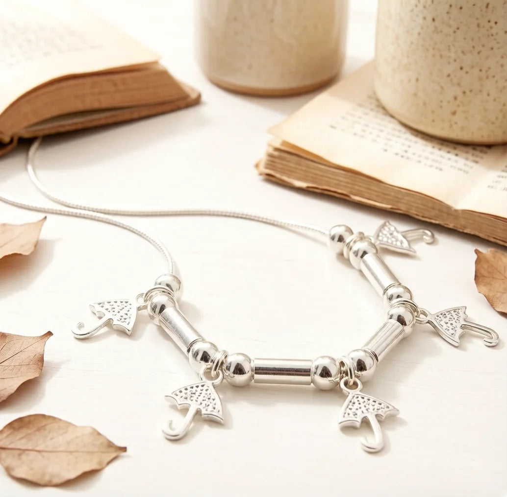 925 Sterling Silver Umbrella Pendant Anklet