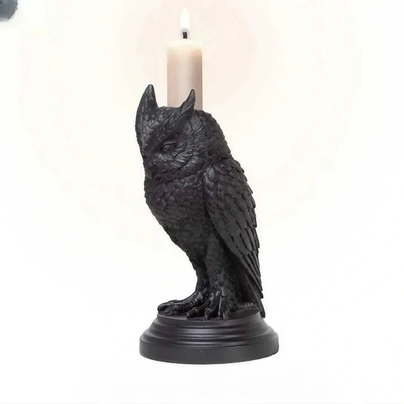 New Products In 2024 All Saints Day Gothic Candlestick Owl Crow Decoration Resin Handmade Crafts Antiquities Pendant Halloween