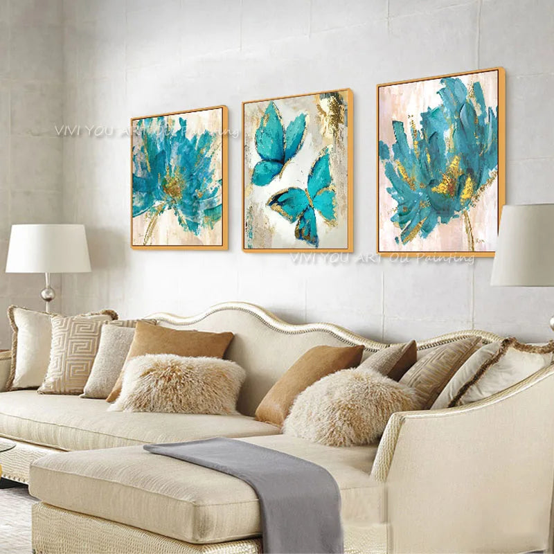 Handmade Abstract Golden Butterfly Oil Painting On Canvas Handpainted Abstrat Paintings For Living Room Decor Wall Art Pictures