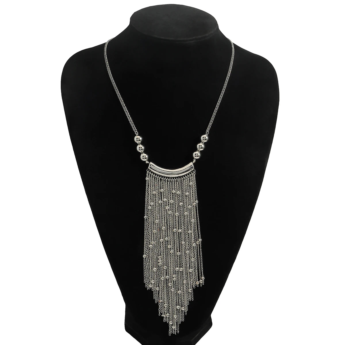 Fashion Alloy Handmade Bead Necklace With Tassel Pendant