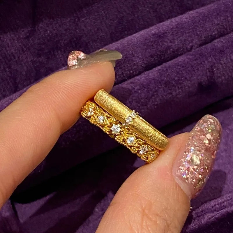 Palace Style Hollow Zircon Ring - Sterling Silver Plated Statement Ring