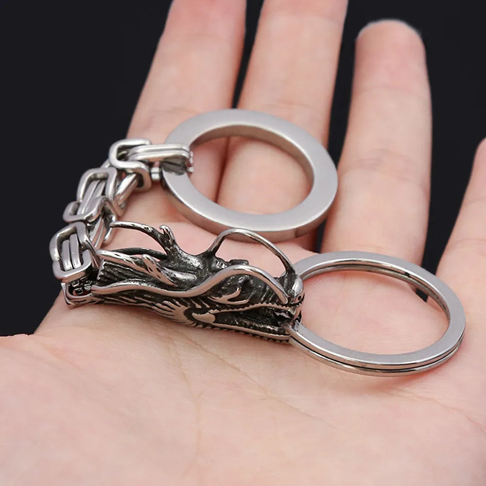 Stainless Steel Chinese Dragon Keychain